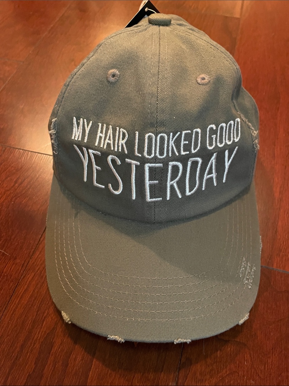 One Funny Mother cap, charcoal gray, distressed, brand new, never worn, NWT